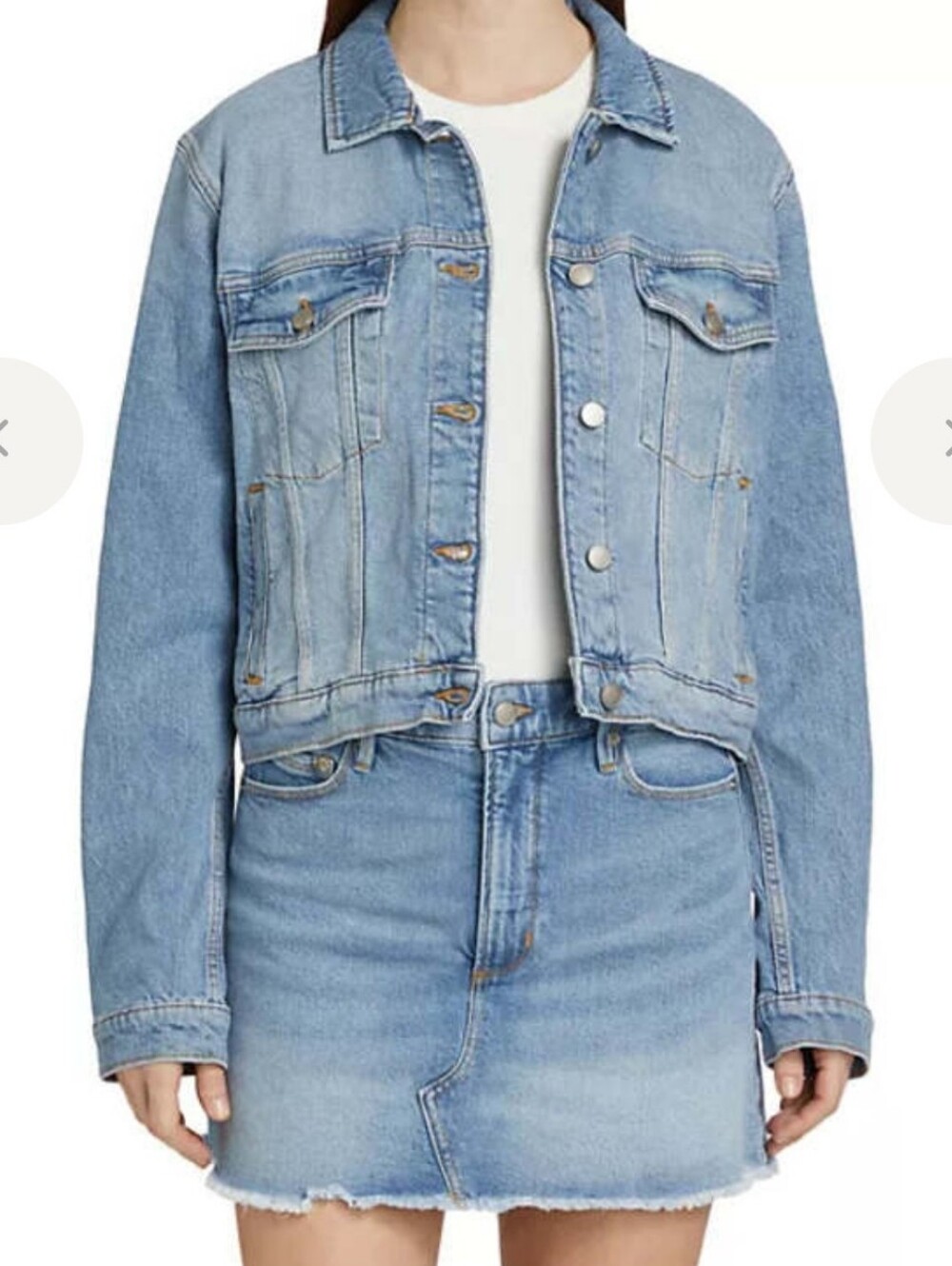 Good American Committed to Fit Light Blue Denim Jean Jacket